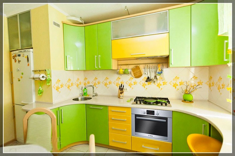 кухня желто-зеленая