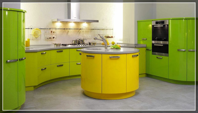 желто зеленая кухня